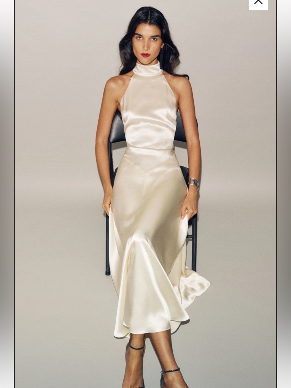 Reformation Ivory Satin Halter Maxi Dress - Picture 2 of 6